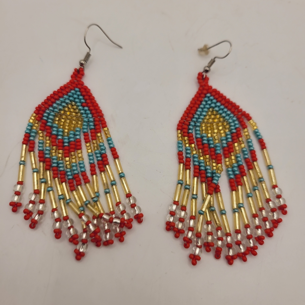 Colorful Beaded Dangle Boho Earrings